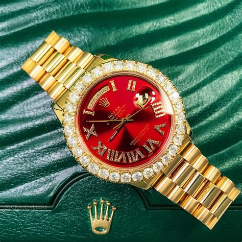 rolex date just diamond watch red dial|rolex day date diamond bezel.